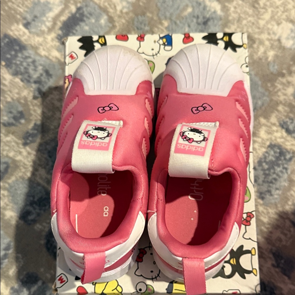 Hello kitty x adidas kids sneakers size 9 toddler. Used. Pink.